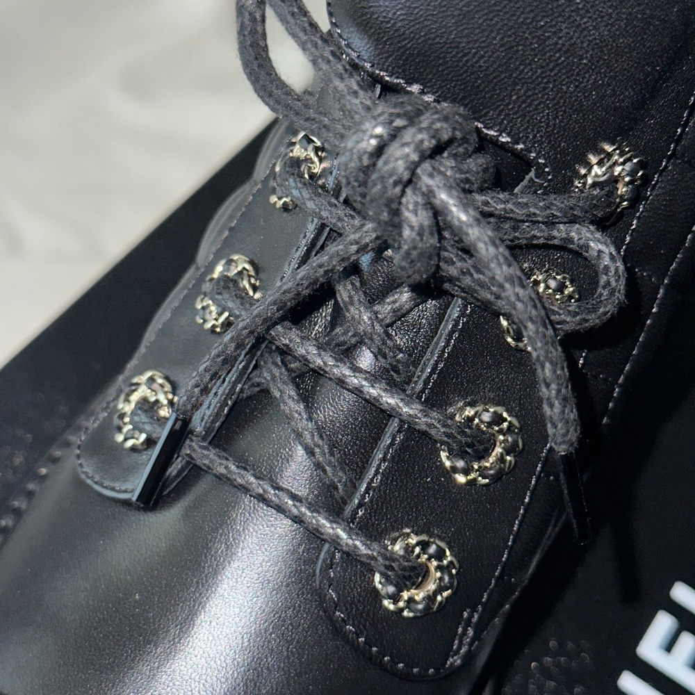 Chanel Shiny Lambskin Quilted Lace Up Combat Boots - Picture 10 of 13